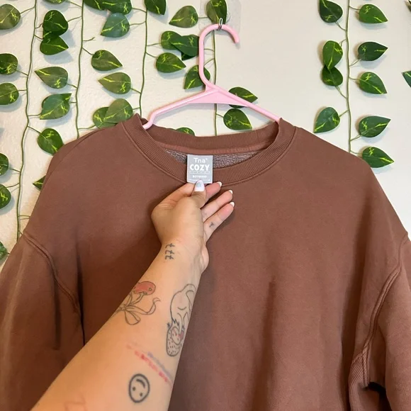 Brown Crewneck Sweatshirt TNA WOMENS small - Picture 3 of 4